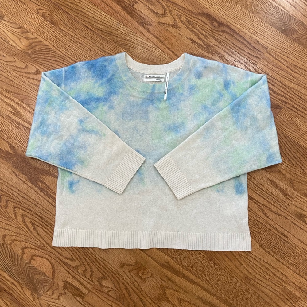 Anthropologie Cream, green and Blue Sweater from the Cashmere Collection
